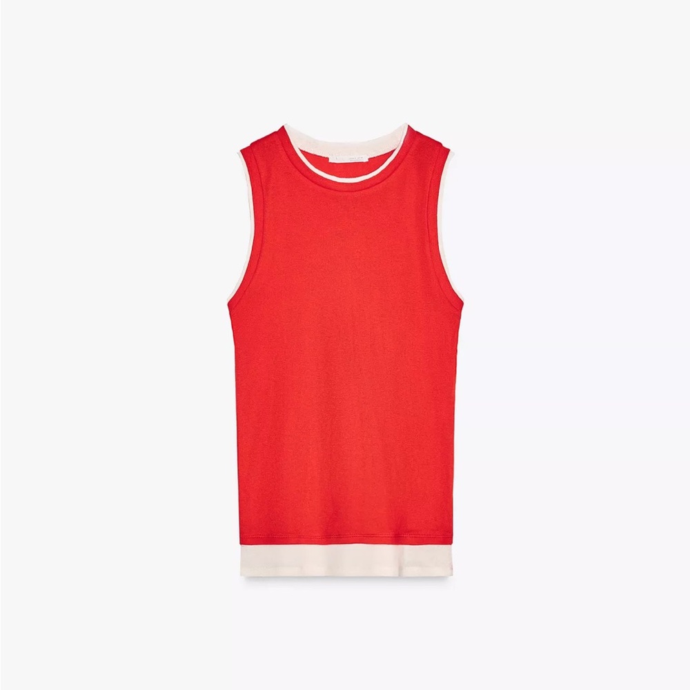 Zara Intense Red and White Double Layer Top